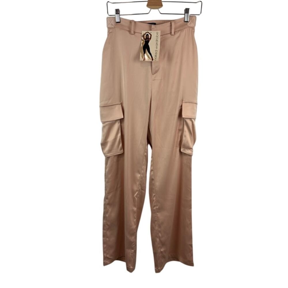 NWT Naked Wardrobe Satin Cargo‎ Pants XS Oversized
